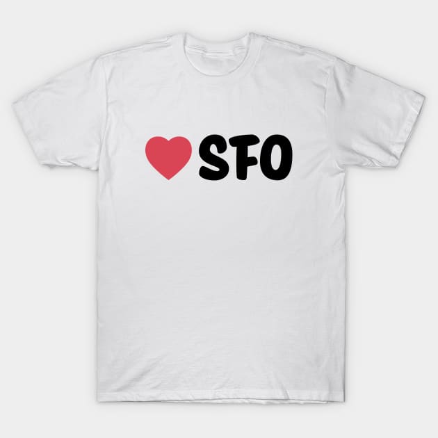 SFO (San Francisco Airport) Heart Script T-Shirt by modeoftravel